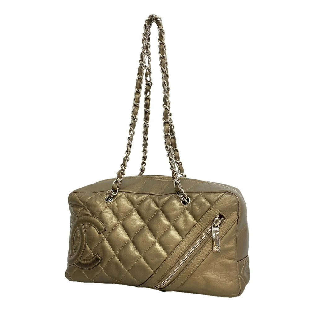 Chanel Cambon Chain Shoulder Bag, Lambskin, Gold, Women's